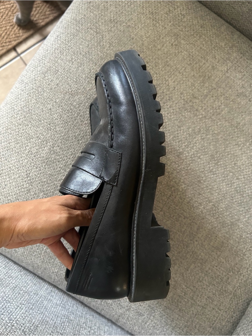 Vagabond Black Chunky Lug Sole Penny Loafers- Cosmo